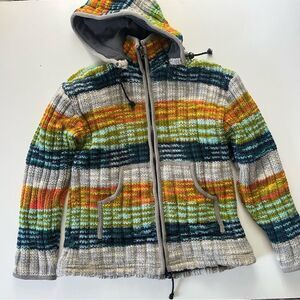 Handmade 100% Lambs wool Sweater Jacket Medium